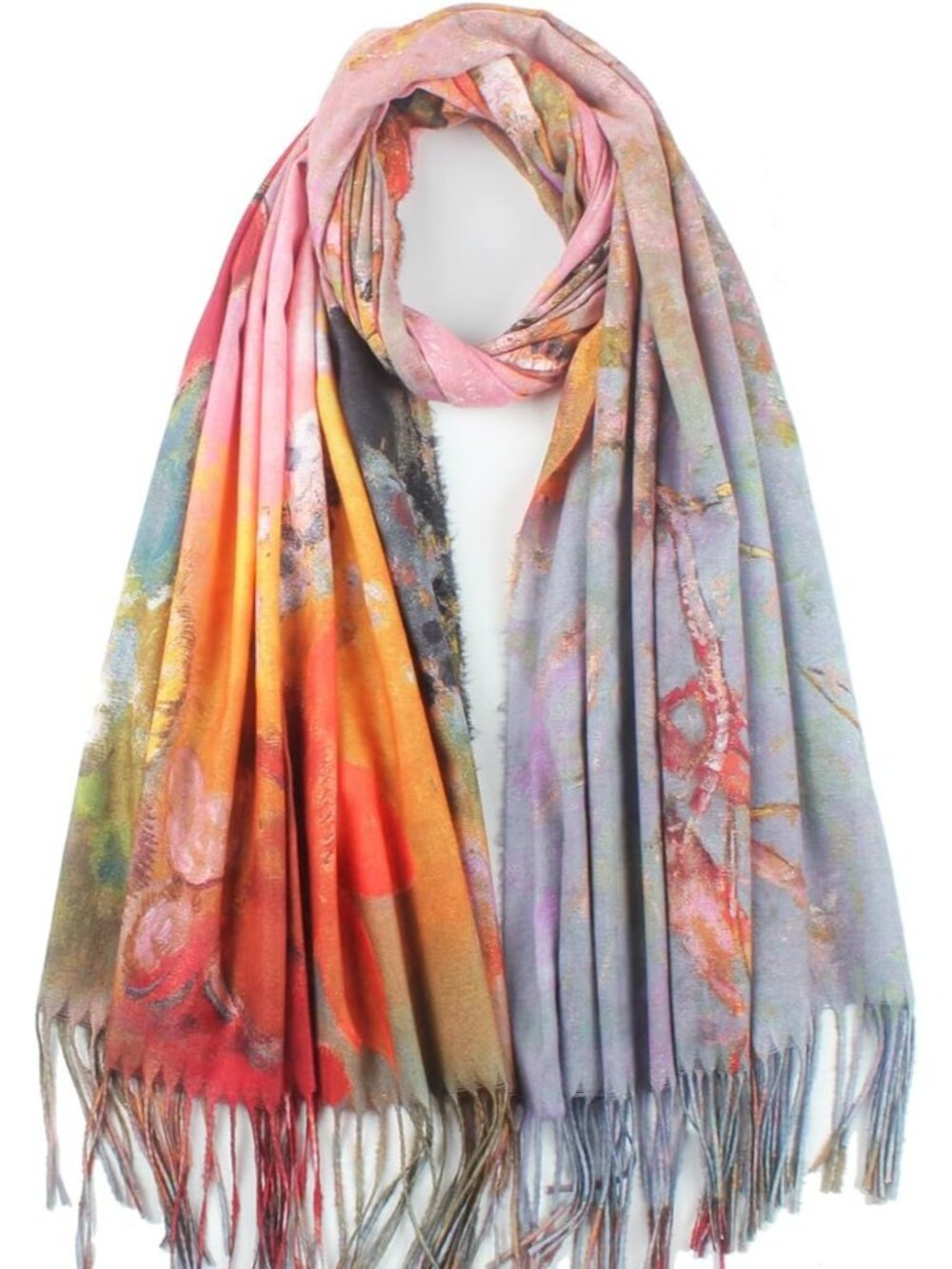 Art Scarf For Women Winter Warm Reversible Scarves Large Shawl Wrap Monet Van Go